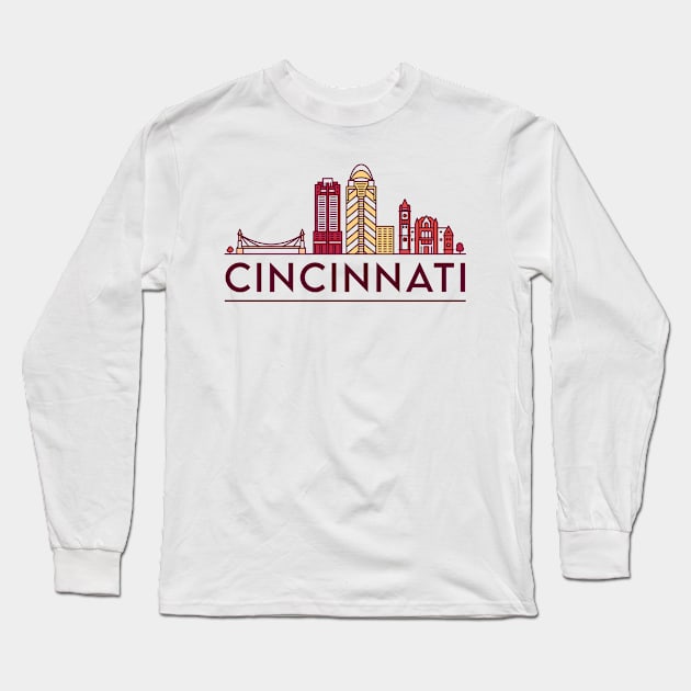 Cincinnati cityscape Long Sleeve T-Shirt by SerenityByAlex